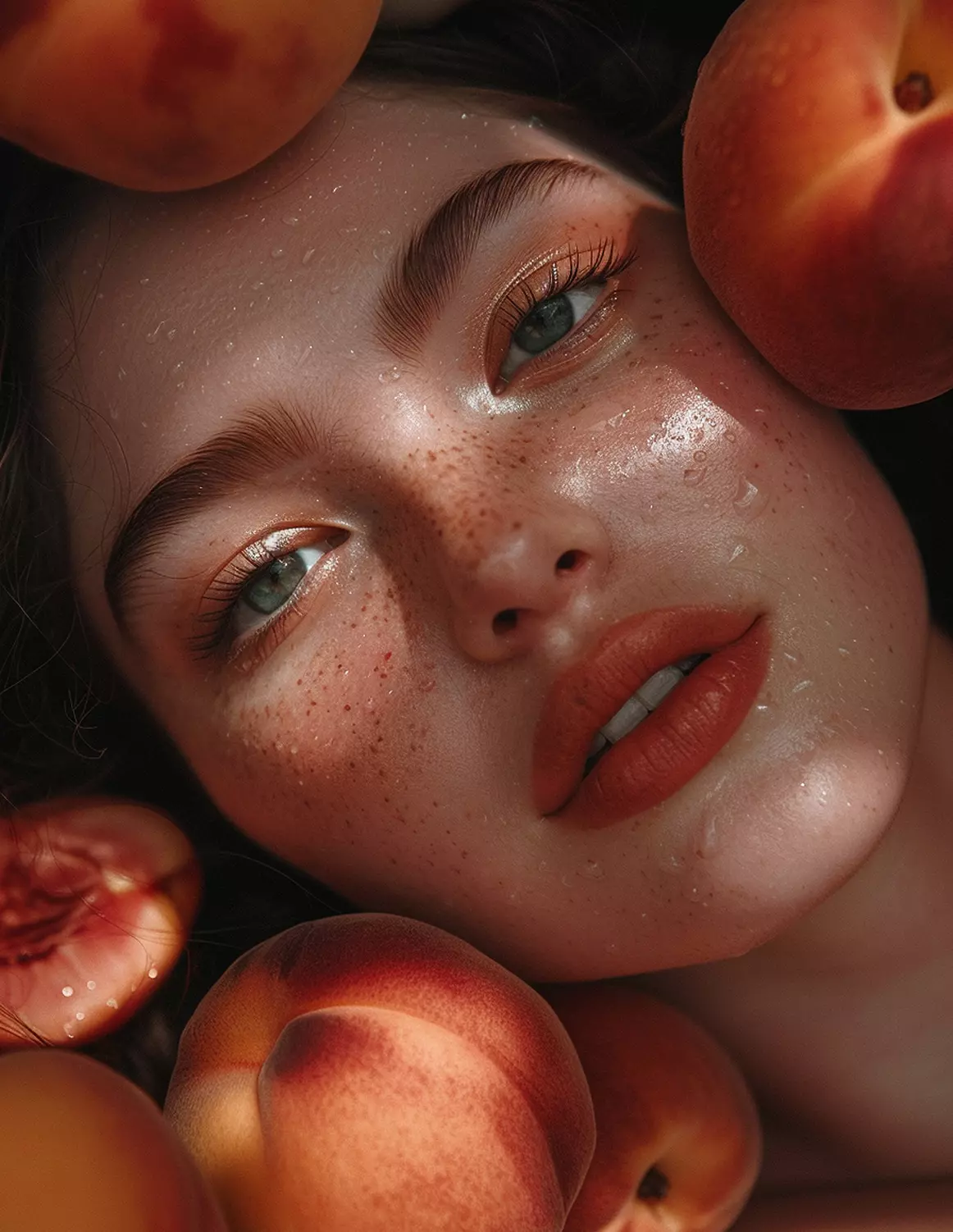 Portret kobiety z brzoskwiniami